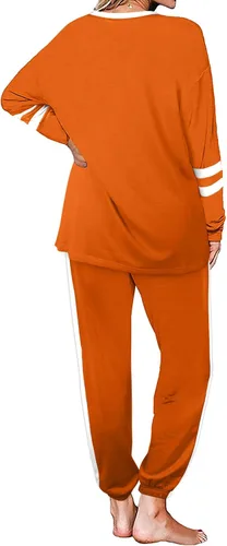 Vista 135 de Aloodor conjunto deportivo de 2 piezas para mujer, con sudadera con cuello redondo, sin botones