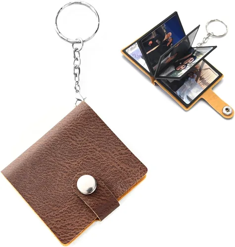 Vista 8 de Llavero personalizado con foto personalizado álbum de fotos de cuero llavero bolsillo mini álbum de fotos