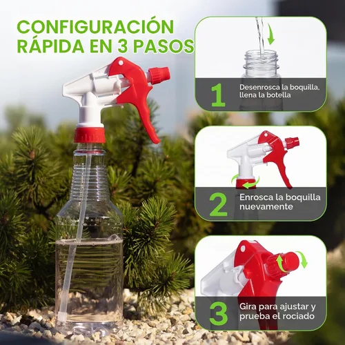 Vista 3 de BRIGHTFROM Botella pulverizadora de plástico, 16 onzas vacía, espray de gatillo ajustable fino para fluir, a prueba de fugas, transparente