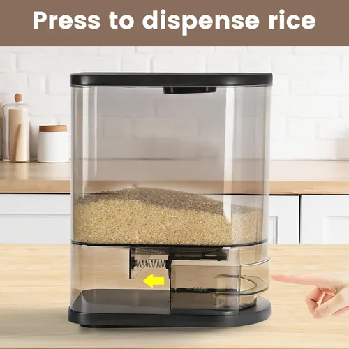 Vista 9 de SYNCVIBE Dispensador grande de arroz de 22 a 25 libras, dispensador de cereales, contenedor de almacenamiento de alimentos con taza medidora, Negro