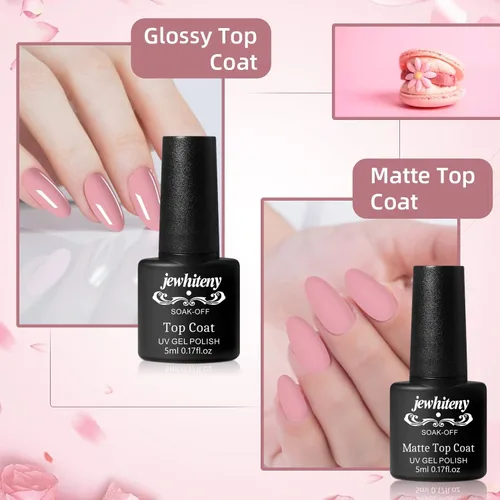 Vista 4 de JEWHITENY Juego de 30 esmaltes de uñas de 27 colores, verde, azul, rosa, naranja, Gitter Sock Off Gel Polish con capa base superior mate y brillante