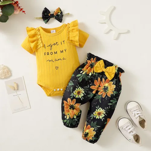 Vista 2 de Conjunto de ropa para bebé recién nacido, conjunto de pantalón floral, ropa de algodón para niñas