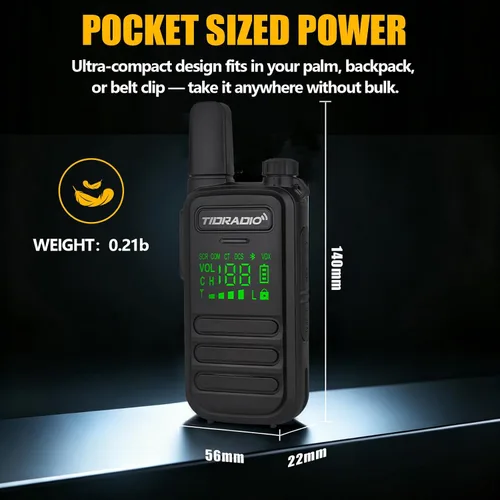 Vista 7 de TIDRADIO Walkie Talkies M11 Plus FRS de largo alcance, programación Bluetooth y cancelación de ruido AI, NOAA, VOX, radios bidireccionales de mano
