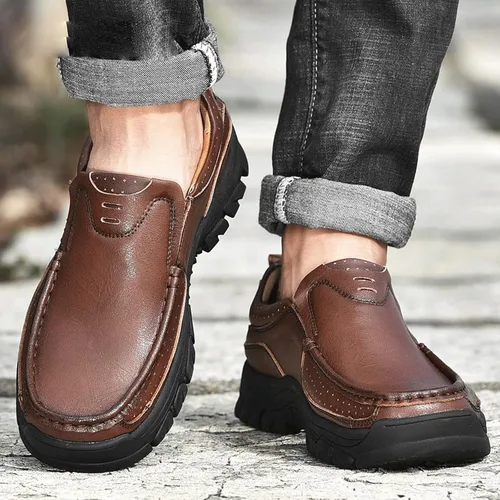Vista 3 de KNOKR Zapatillas de deporte, Cuero genuino Zapatos de los Hombres de Moda de los Hombres Mocasines Slip-Cómodo Suave Casual Zapatos Hombres