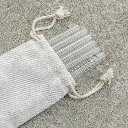 Vista 5 de Juego de pajitas de cóctel de vidrio transparente con cepillos de limpieza de nylon (8 piezas) - SI-SGL6-8C