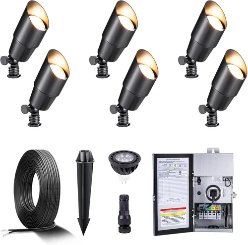 Vista 15 de Gardenreet Focos de Paisaje de Bajo Voltaje - Luz Ascendente LED de Latón para Exteriores 12V, Focos con Cable IP65 Impermeables, Bronce Antiguo