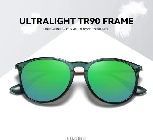 Vista 2 de Fozono Gafas de sol polarizadas redondas retro para mujer, gafas de sol vintage con protección UV