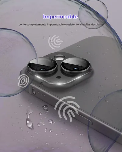 Vista 6 de Compatible con iPhone 15/iPhone 15 Plus/iPhone 14/iPhone 14 Plus Protector de lente de cámara Metal Plus Anillo de aleación de aluminio 9H Pantalla