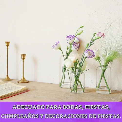 Vista 5 de Jarrones pequeños a granel, juego de 12, jarrones pequeños de vidrio para flores, jarrones cilíndricos modernos para flores para centros de mesa