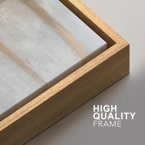 Vista 416 de SIGNFORD - Set de obras de arte en lienzo enmarcado para pared, ilustraciones abstractas de neblina del desierto en tonos neutros beige y marrón