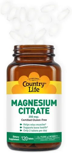 Vista 8 de Country Life Citrato de magnesio 250 mg - 120 tabletas - Apoya la función muscular y nerviosa, ritmo cardíaco, sistema inmunológico saludable