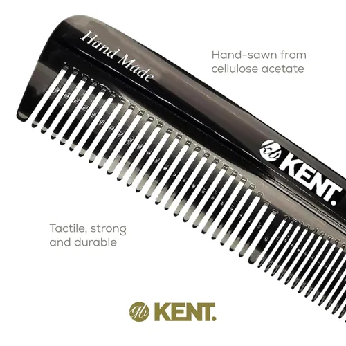 Vista 5 de Kent R7T - Peine de bolsillo para cabello de doble diente, pequeño peine de dientes finos/anchos para cabello, barba y bigote, peine de aseo grueso