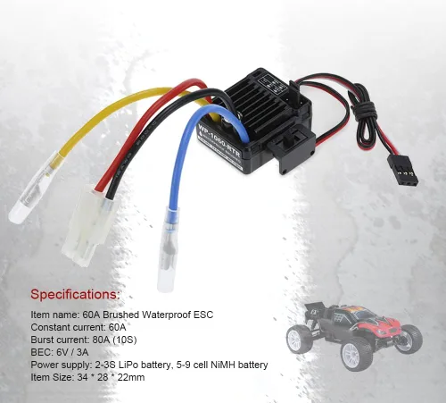 Vista 6 de Goolsky WP-1060-RTR impermeable cepillado 2S-3S 60A ESC para 1/10 Tamiya Traxxas Redcat HSP HPI RC Car