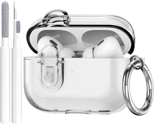 Vista 23 de Compatible con Airpods Pro 3 Funda transparente con bloqueo para teléfono, suave TPU magnético bloqueo automático Apple AirPods Pro de tercera