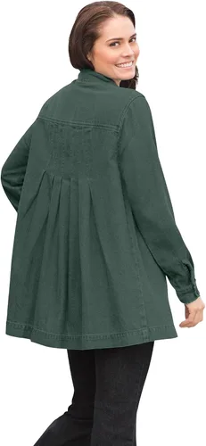 Vista 5 de Woman Within Chaqueta vaquera con espalda plisada para mujer, Multi