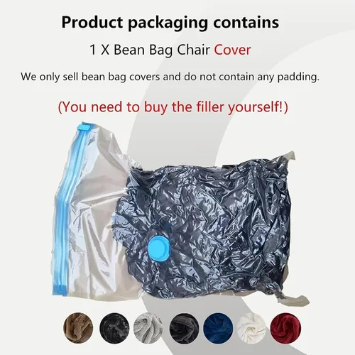 Vista 3 de (Solo funda, sin relleno) Funda para silla de puf de piel gigante para niños y adultos, muebles de sala de estar, grande, redondo, suave, esponjoso