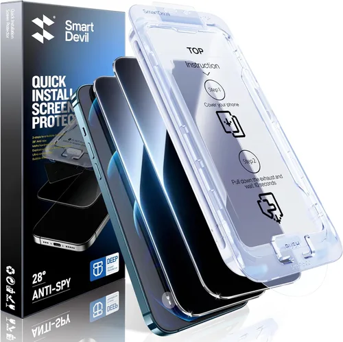 Vista 9 de SMARTDEVIL Paquete de 2 protectores de pantalla para iPhone 12 Mini, vidrio templado, película transparente HD, fácil instalación, sin polvo y sin