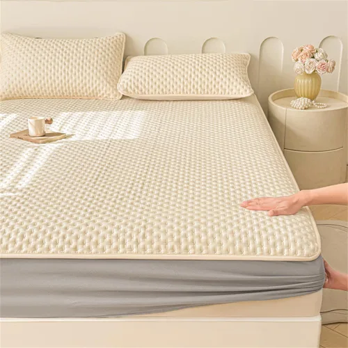 Vista 3 de Mattress Protector, Waterproof Mattress Protector, Fits 6"-20" Mattresses with Deep Pocket, Cooling, Breathable Fitted Sheets, Soft Bed Cover, Beige