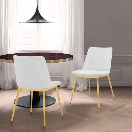 Vista 2 de Messina - Juego de 2 sillas modernas de terciopelo y metal dorado con patas de comedor