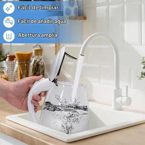 Vista 5 de Aigostar - Hervidor eléctrico de 1500 W, tetera de vidrio para té con calentamiento rápido, vidrio de borosilicato, apagado automático y protección