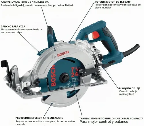 Vista 3 de Bosch CSW41 sierra circular de accionamiento helicoidal, de 7 1/4 pulgadas