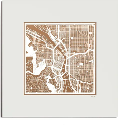 Vista 125 de O3 Design Studio San Diego, CA Paper Cut Map Matted Grey 20x20 in Paper Art