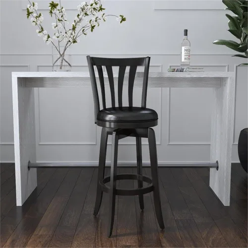 Vista 2 de Hillsdale Savana Taburete de cocina de madera, 29.5 pulgadas de alto, negro