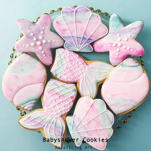 Vista 7 de Cortadores de galletas de sirena, cola de sirena, estrellas de mar, conchas de mar de acero inoxidable, formas para hornear, regalo