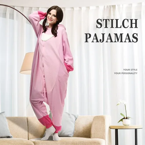 Vista 5 de ZEALOVE Adult Stich Onesie Animal Pajamas Christmas Cosplay Costumes Party Wear