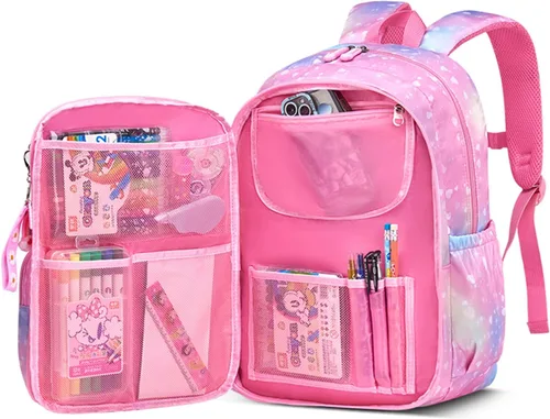 Vista 6 de Mochila para niños, mochila escolar, Rosado, talla única , Moda