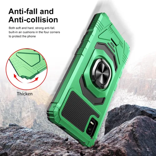 Vista 6 de Compatible con Cricket Debut Smart Case (2022) con protector de pantalla de vidrio templado, protector de cuerpo completo [grado militar], soporte