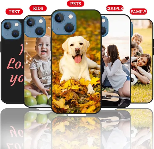 Vista 2 de Funda de teléfono con foto personalizada para iPhone 13 Mini, imagen/texto personalizados, funda negra delgada y suave, regalo único de nicho