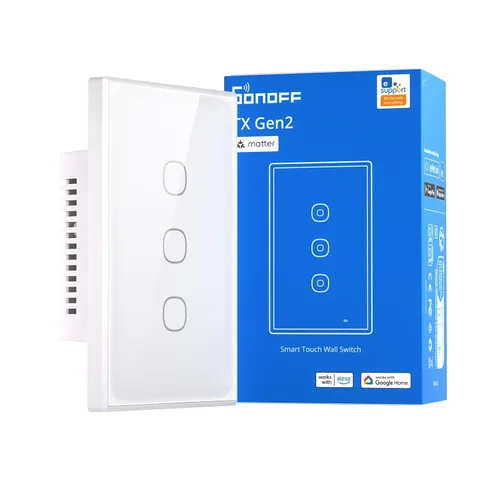 Vista 8 de SONOFF TX Gen2 - Interruptor inteligente táctil de pared, 1 canal, panel tipo 120, 2.4GHz Wi-Fi, control de aplicación eWeLink, compatible