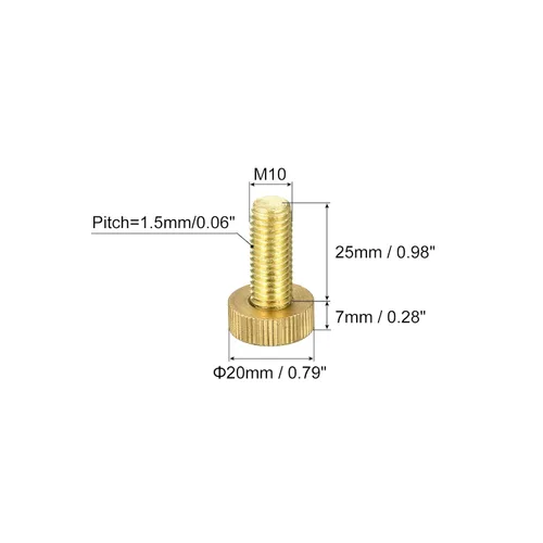Vista 2 de uxcell Tornillos moleteados para pulgar, pernos planos de latón M10x25mm, sujetadores de perillas para PC, electrónico, mecánico
