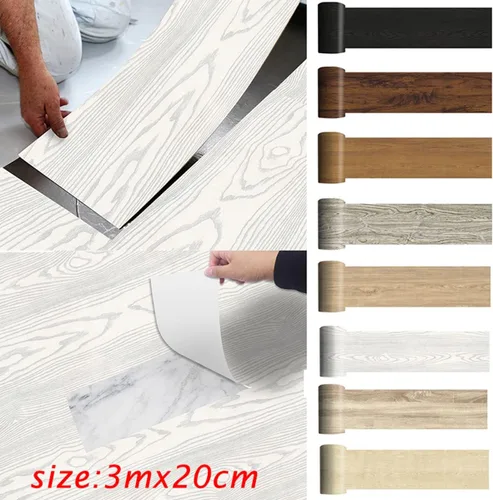 Vista 3 de Azulejos autoadhesivos de grano de madera de 7.87 x 118.11 pulgadas, azulejos de vinilo para despegar y pegar para dormitorio, cocina, beige