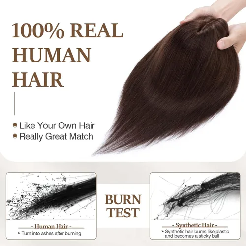 Vista 22 de Rich Choices Pelucas con topper de cabello para mujeres, cabello humano real 100% Remy, sin flequillo, para mujeres con adelgazamiento en la parte