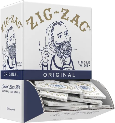 Vista 7 de ZIG-ZAG - Papel de liar blanco original de 2.756 in, goma árabe natural, línea de sellado de pegamento fino, 6 folletos con 32 papeles por folleto