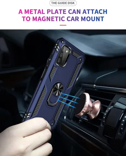 Vista 4 de Funda para Galaxy A03S, con protector de pantalla, grado militar, 16 pies, probada contra caídas con soporte magnético, funda protectora de montaje
