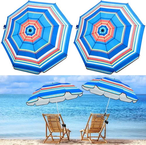 Vista 15 de Buryeah Paraguas automático para silla con abrazadera universal de 44 pulgadas, UPF 50+, abrazadera portátil en silla de playa, sombrilla ajustable