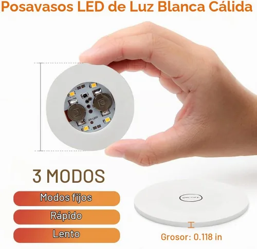 Vista 2 de 12 posavasos LED para bebidas, posavasos de bar para botellas de licor