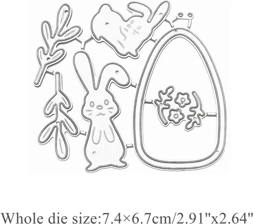 Vista 2 de Troqueles de metal de conejo de Pascua, diseño de animales de conejito de Pascua, huevo, zanahoria, plantillas de troqueles de corte, manualidades