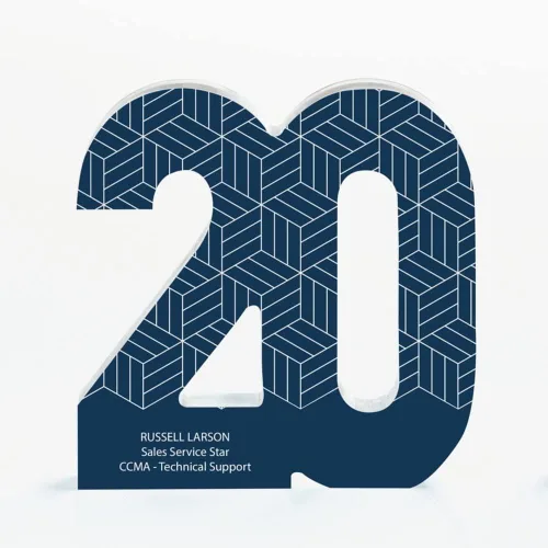 Vista 15 de Baudville Trofeo acrílico a todo color – 3 años de servicio al empleado – Transparente – Premio para empleados – Impresión personalizada de hasta