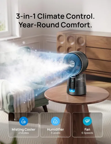 Vista 8 de DREO TurboCool Ventilador de nebulización 516S, 150° +30° Oscilante Inteligente Ventiladores de refrigeración inteligente que soplan aire frío, 26