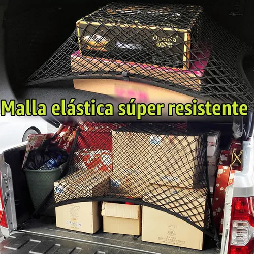 Vista 2 de Red de barrera para perros y automóviles, red de equipaje elástica para equipaje (47.24 x 33.85 pulgadas), red de seguridad de doble capa