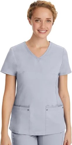 Vista 14 de Healing Hands - Camiseta médica con cuello en V para mujer, suave, elástica Negro