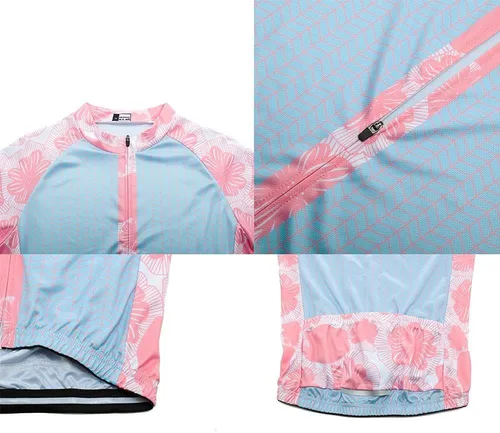 Vista 4 de Conjunto de ropa de ciclismo para mujer, camisa de manga larga, camiseta de ciclismo con gel 20D acolchado