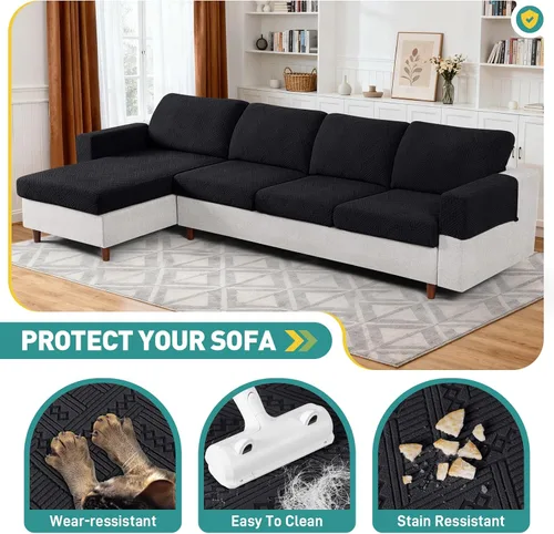 Vista 6 de Ruaozz Fundas de Cojines de Sofá para Sofá Seccional Fundas de Cojines de Asiento Elásticas Fundas de Sofá Lavables para Muebles Suaves