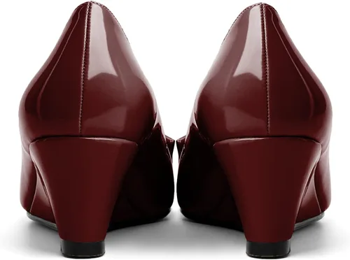 Vista 6 de Eldof Tacones de cuña bajos para mujer, zapatos de tacón de cuña con lazo de 2 pulgadas, zapatos de vestir para fiestas, bodas y noches