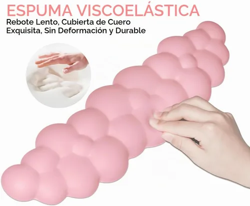Vista 3 de JIKIOU Reposamuñecas de cuero mejorado para teclado, mouse y almohadilla 05rosa