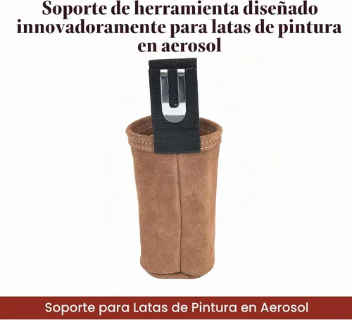 Vista 3 de Style n Craft Soporte para latas de pintura en aerosol, soporte para latas de pintura en aerosol de cuero de gamuza resistente, color marrón oscuro